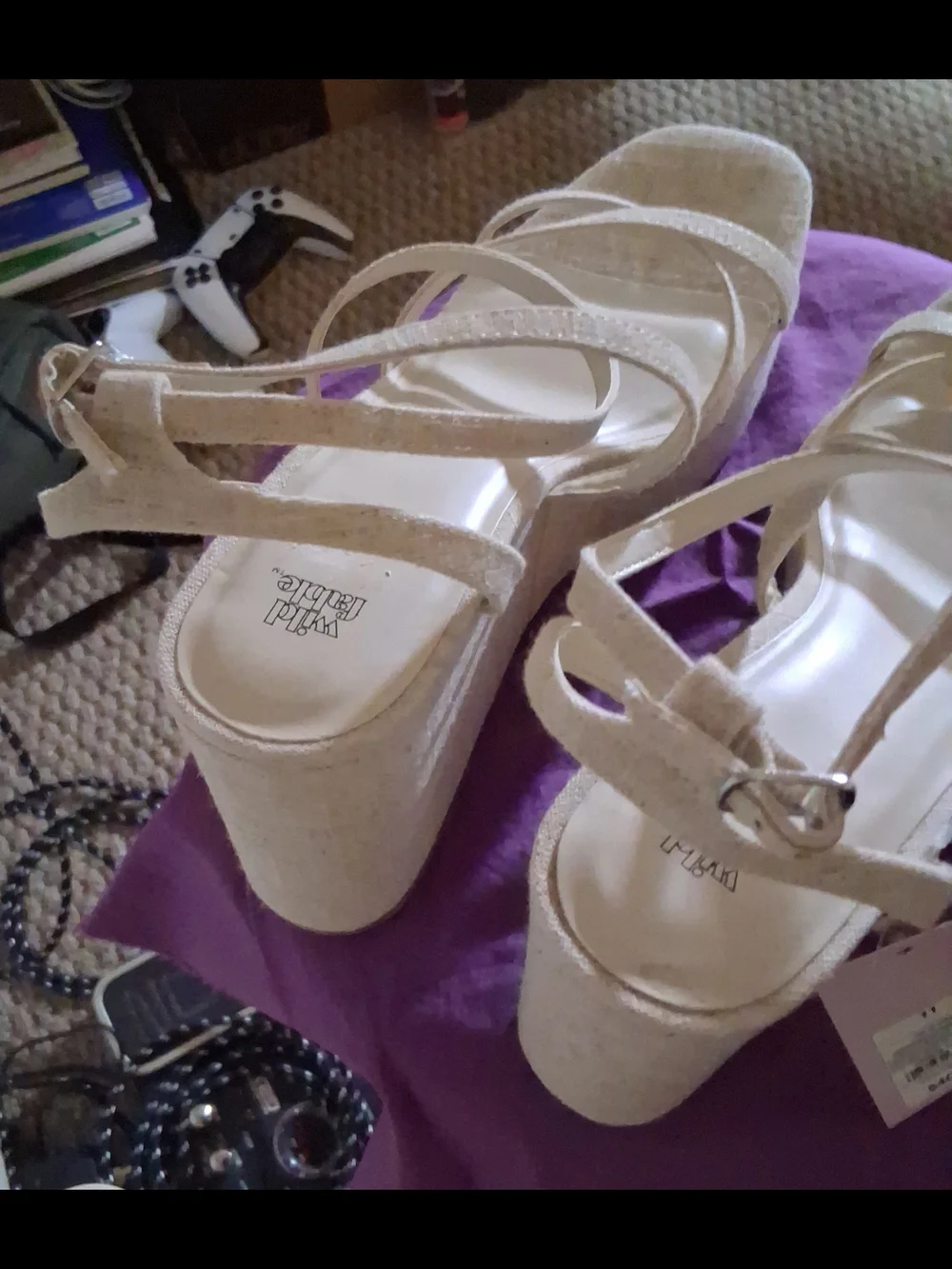 wild fable Cream Strappy Wedge Sandals with Ankle Buckle